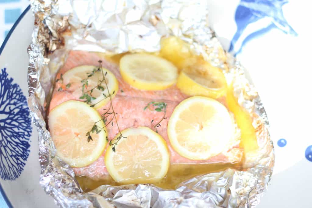 Salmon packets on the grill