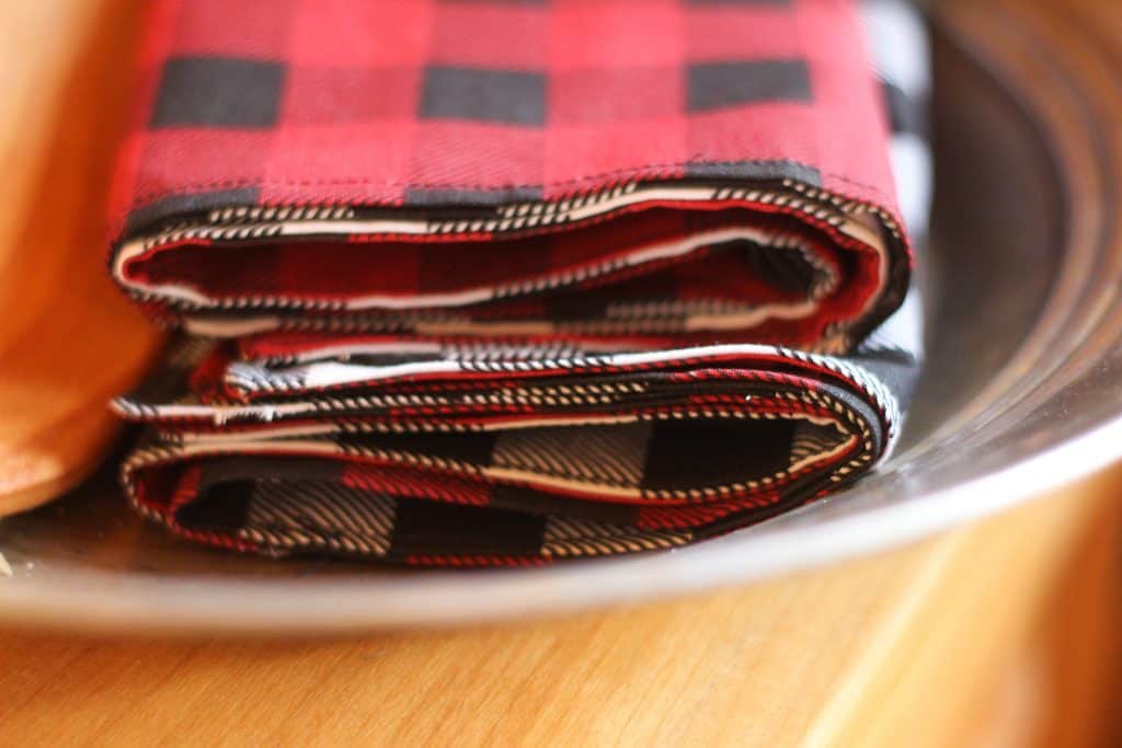 DIY reversible cloth napkins folded up
