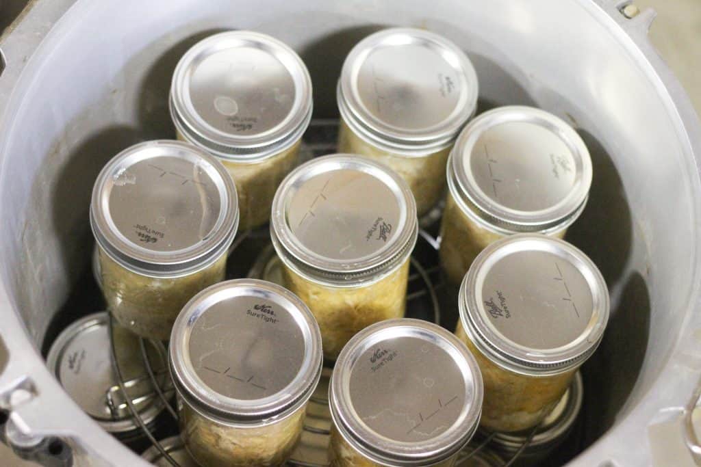 Inside a pressure canner full of jars