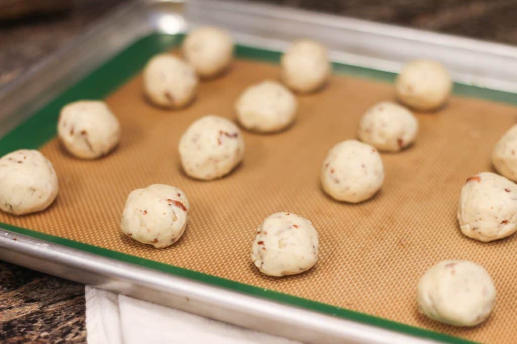 Cookie balls on a sheet pan