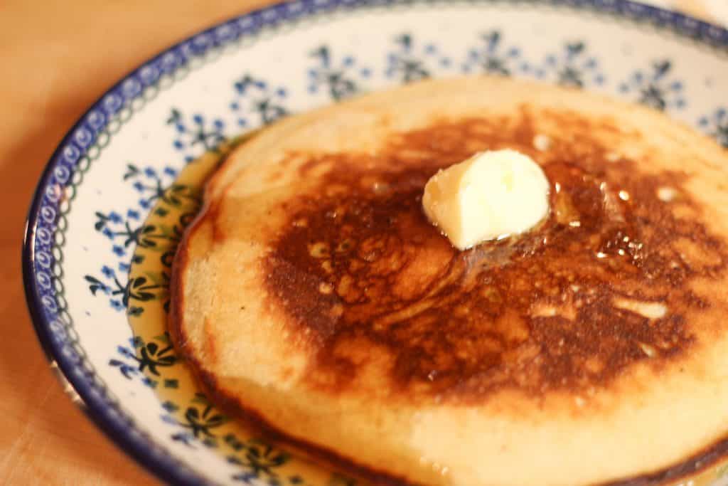 A pancake on a plate