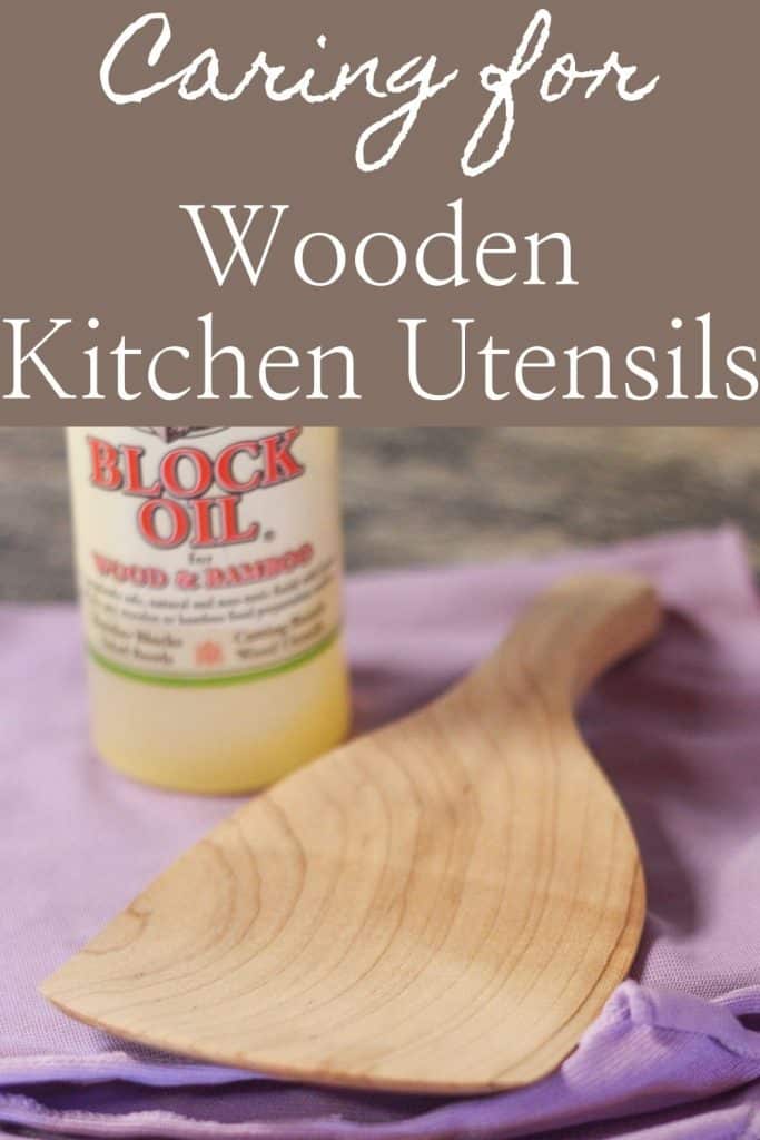 Caring for wooden kitchen utensils Pinterest image