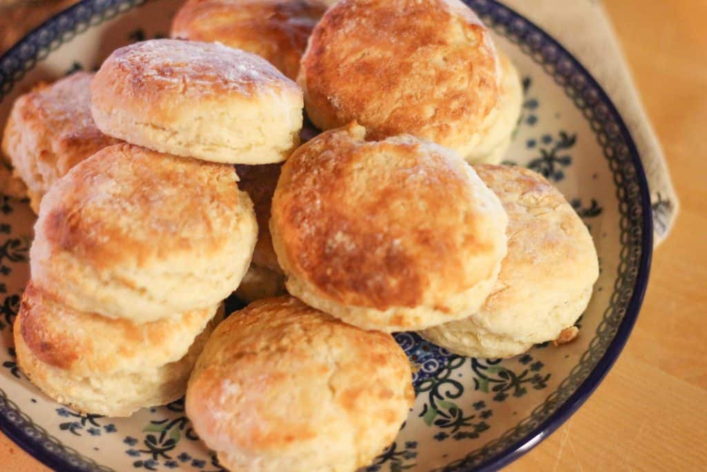 A plate with sourdough biscuits on it