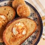 Eggs in sourdough toast on a plate