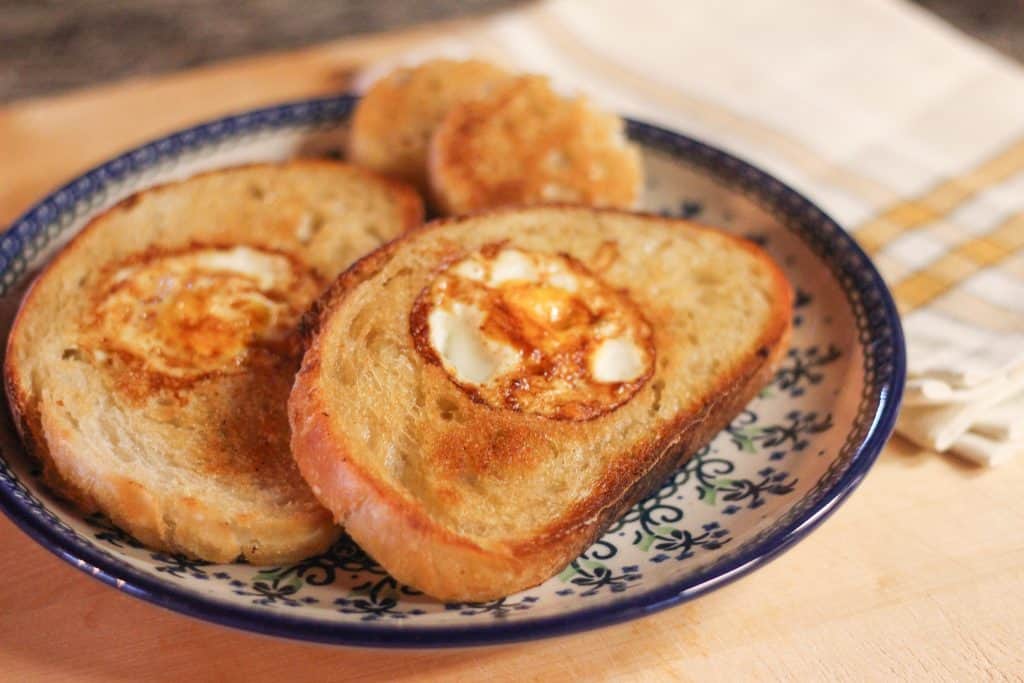 Toast and eggs on a plate