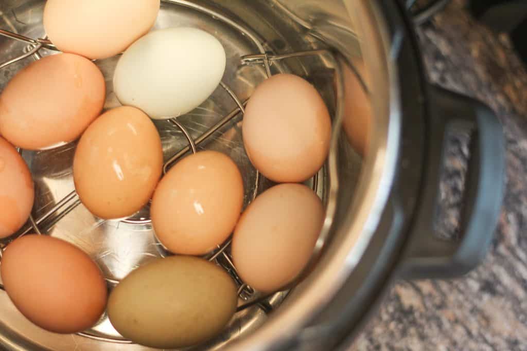 Eggs inside an Instant Pot to be hard boiled