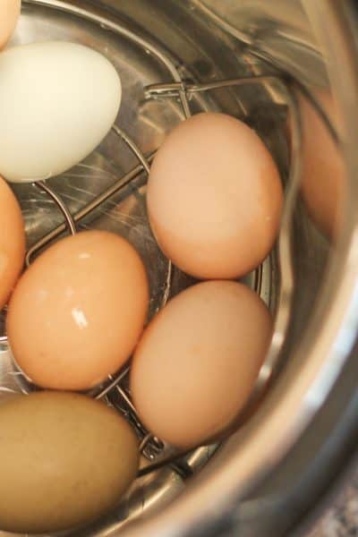 Eggs inside an Instant Pot to be hard boiled