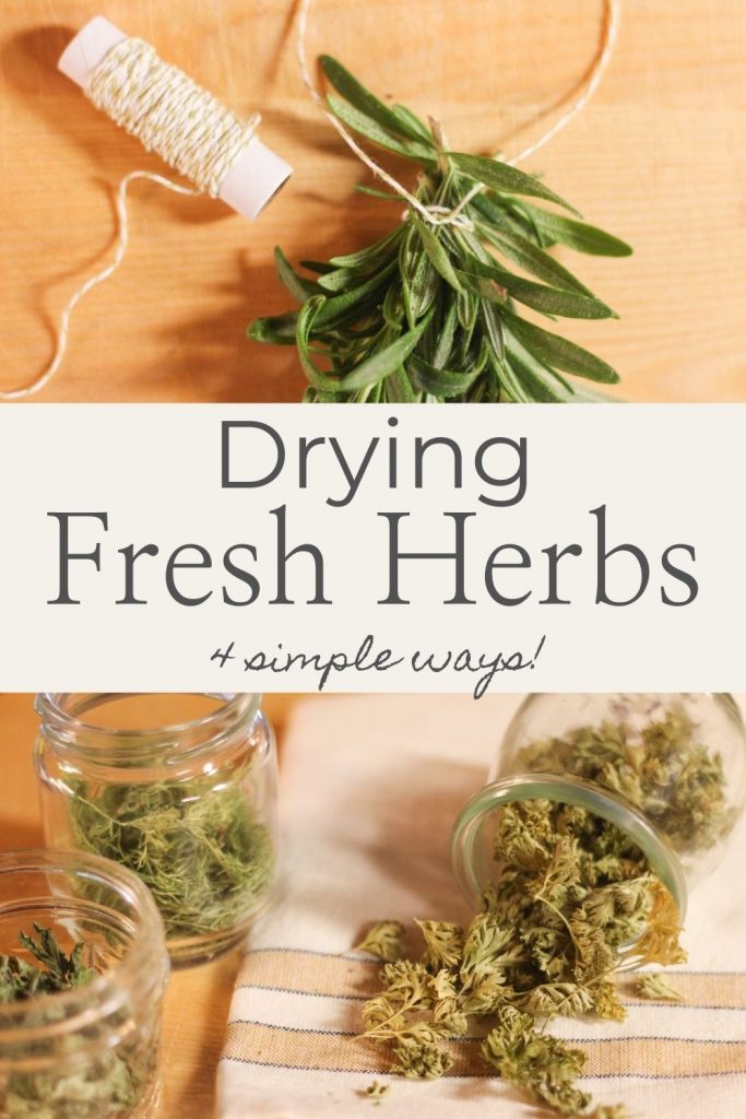 Drying fresh herbs Pinterest image