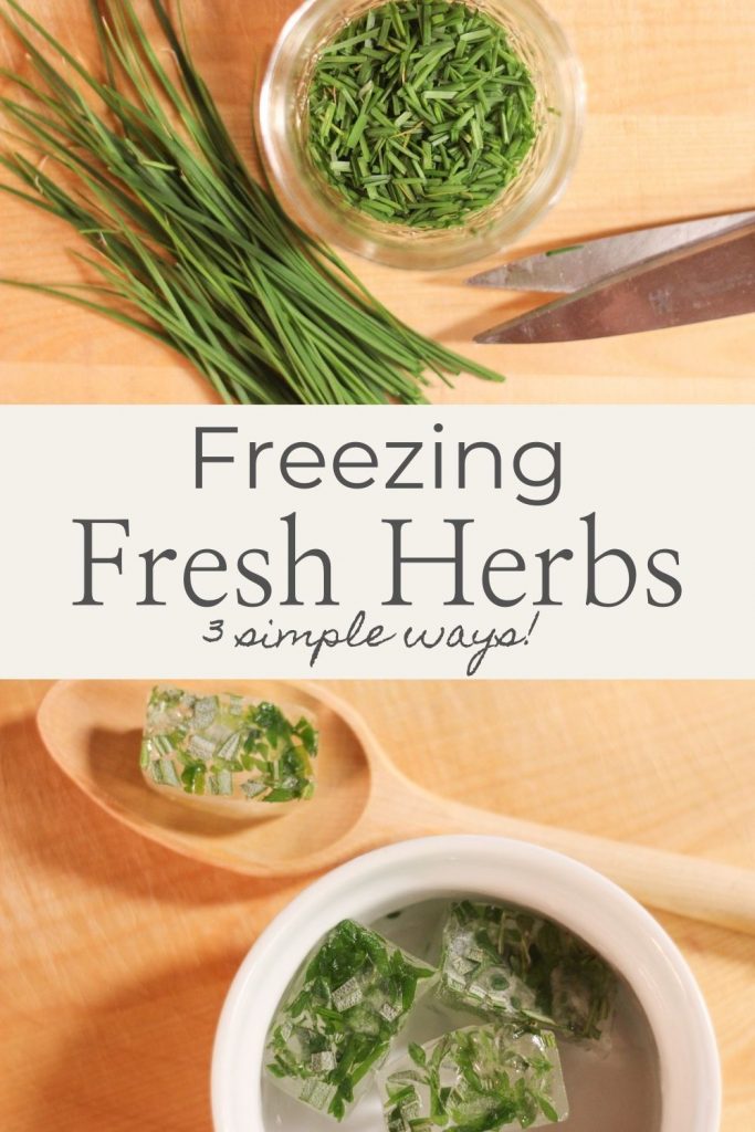 Pinterest image for how to freeze herbs 3 ways