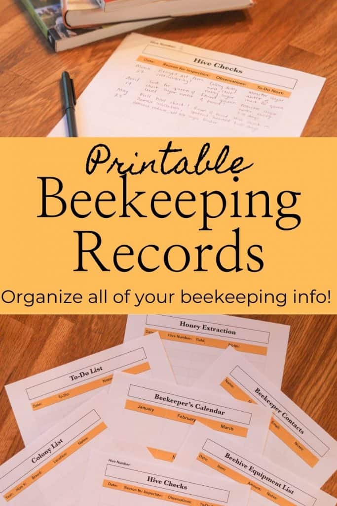 Free printable beekeeping records Pinterest image