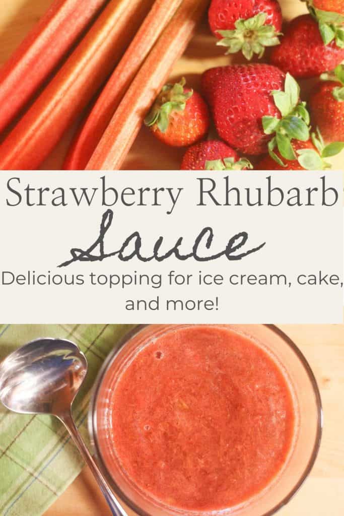 Pinterest image of strawberry rhubarb sauce