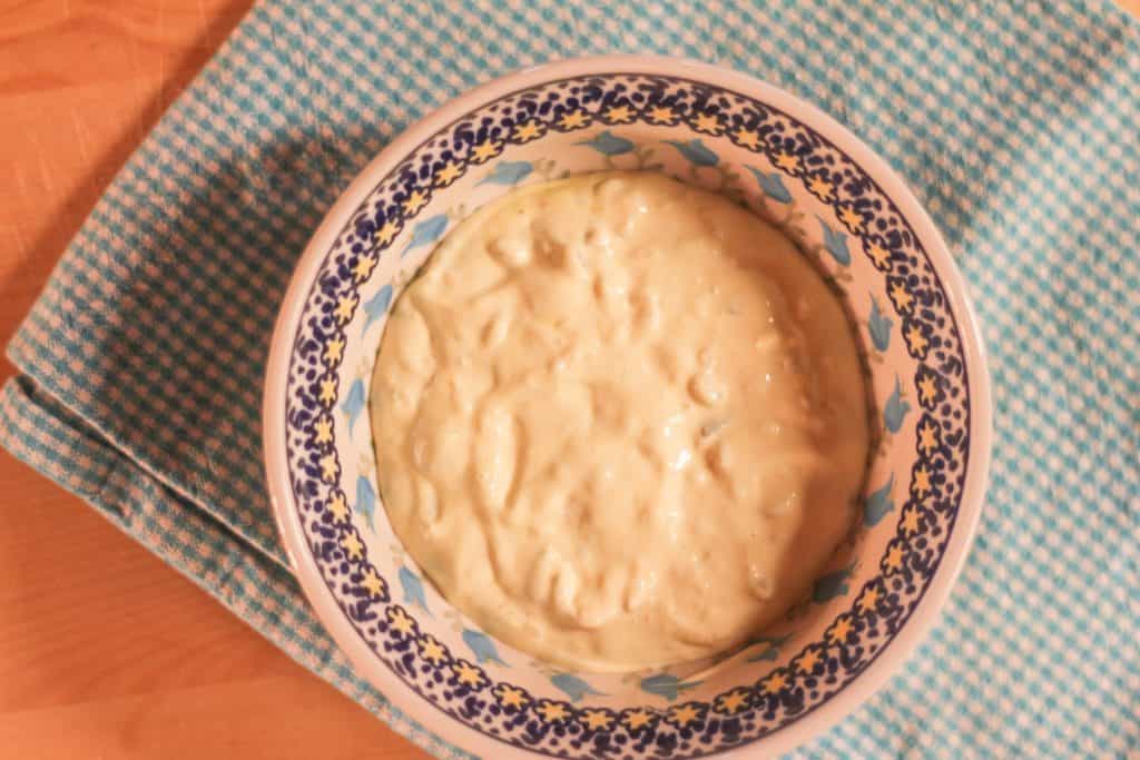A bowl of homemade tartar sauce