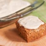 A piece of sourdough rhubarb cake