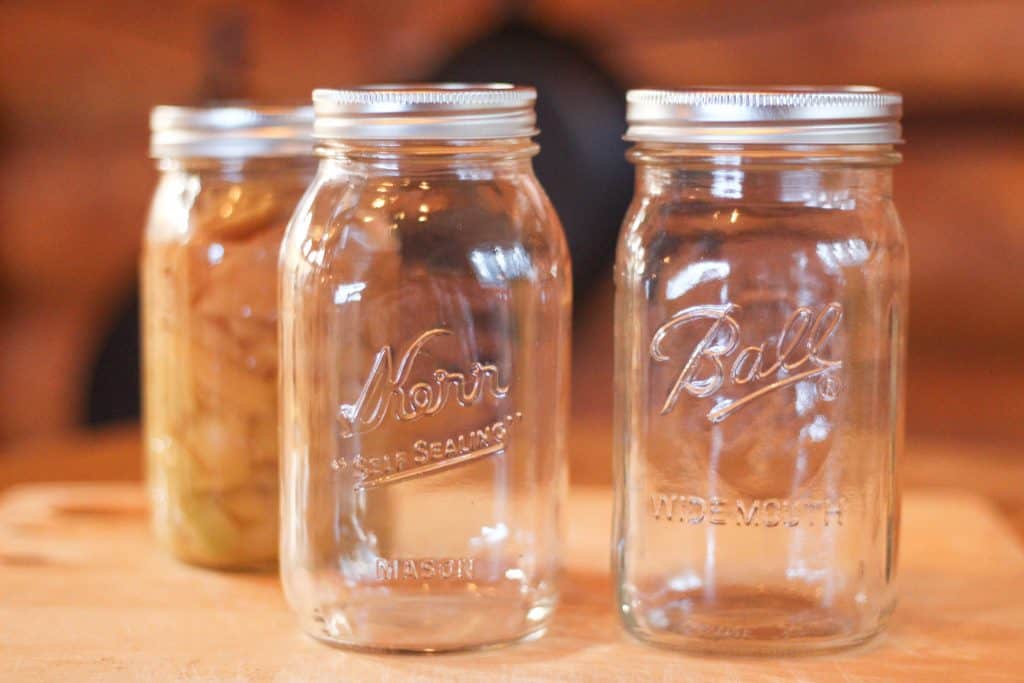 3 glass quart jars