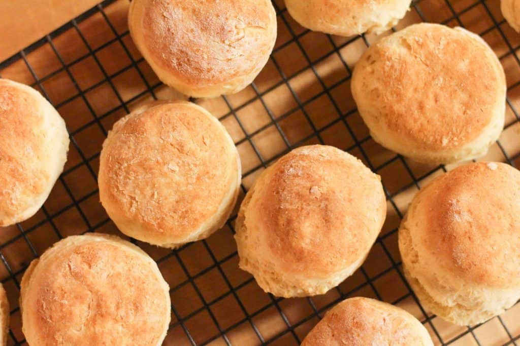 Biscuits cooling on a wire rack