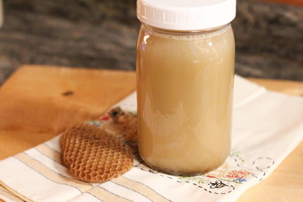 A glass jar full of recipe for honey b healthy