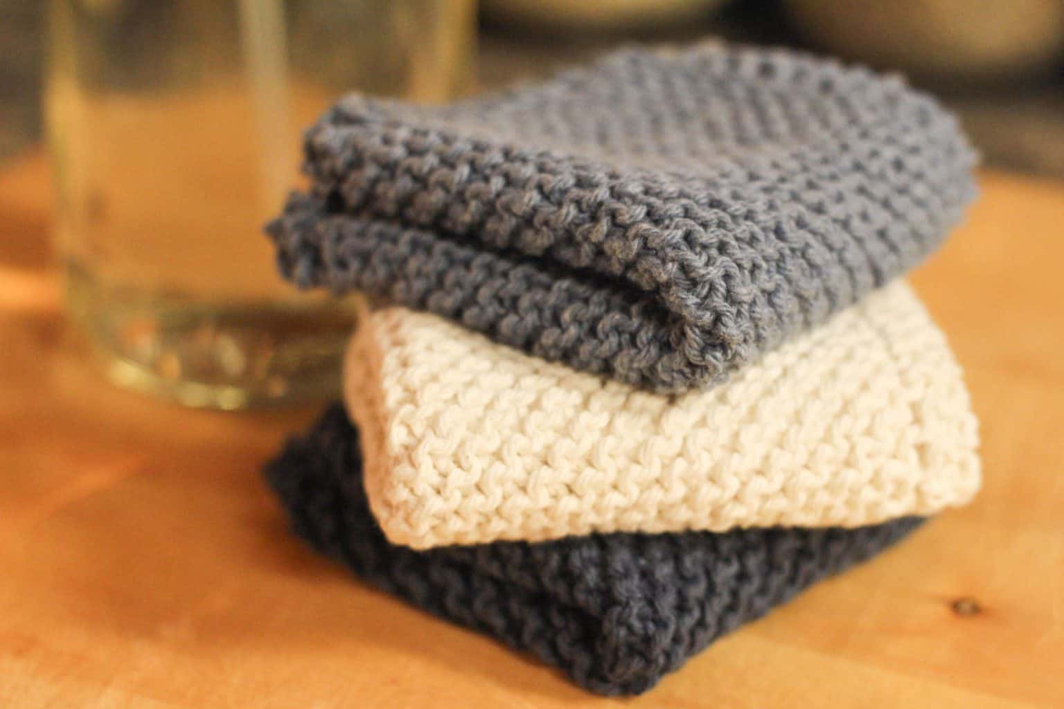 Simple Knitted Dishcloth Rosehips & Honey